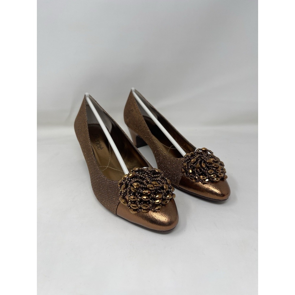 J. Renee Women's‎ Size 8 Glam Copper Amber Beaded Low Heel Pumps Dressy (NWOT)